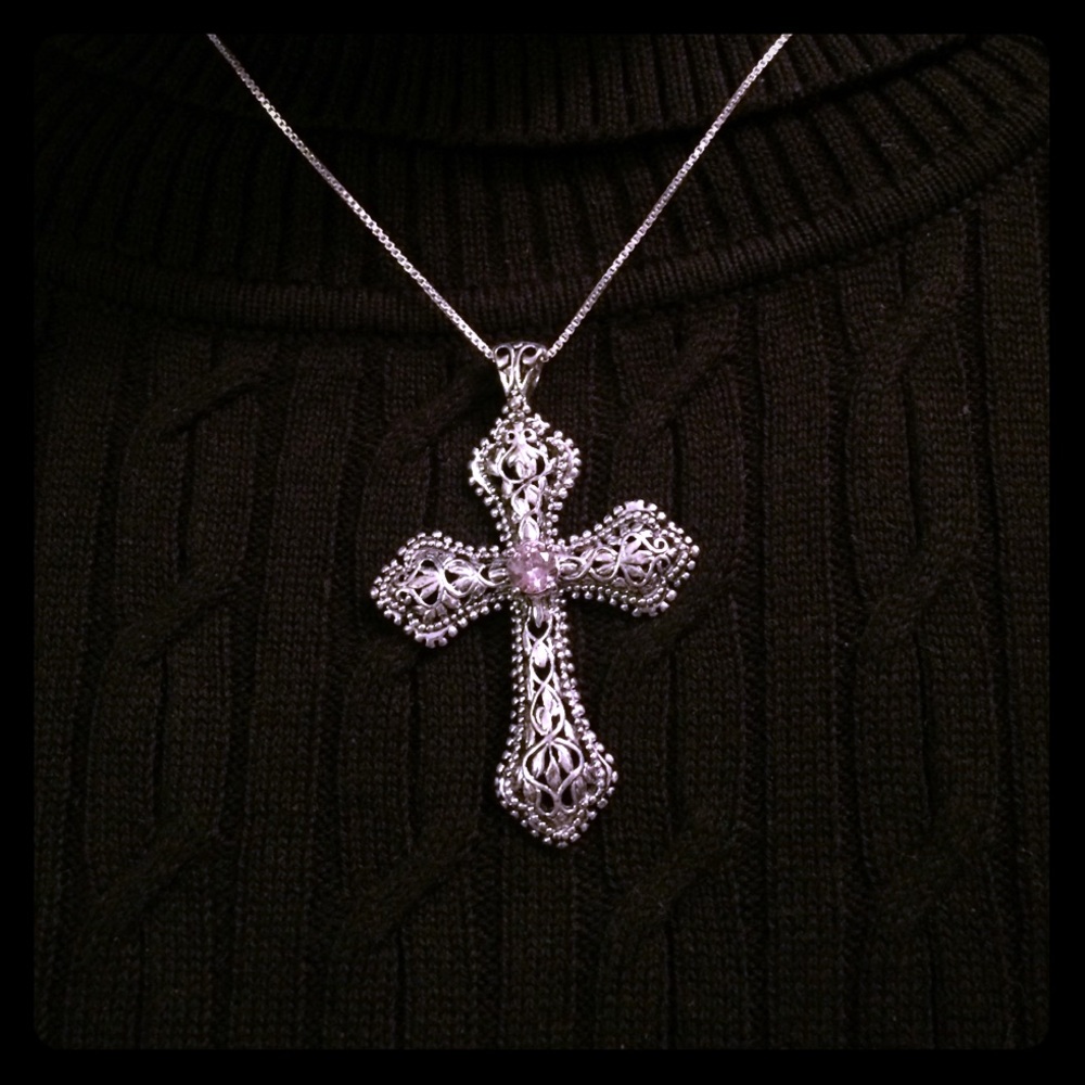 Gorgeous Sterling cross necklace